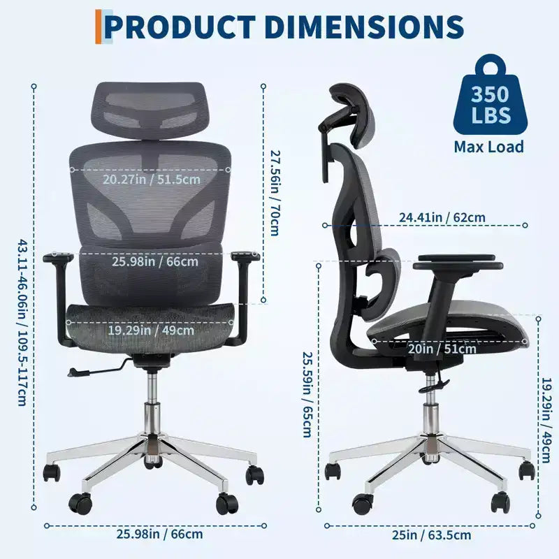 Sedia da ufficio ergonomica GustoWave con schienale in mesh traspirante, supporto lombare alto, braccioli regolabili 3D per lavoro o gaming