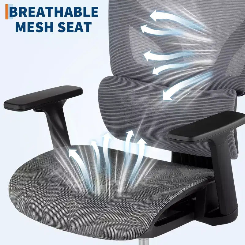 Sedia da ufficio ergonomica GustoWave con schienale in mesh traspirante, supporto lombare alto, braccioli regolabili 3D per lavoro o gaming