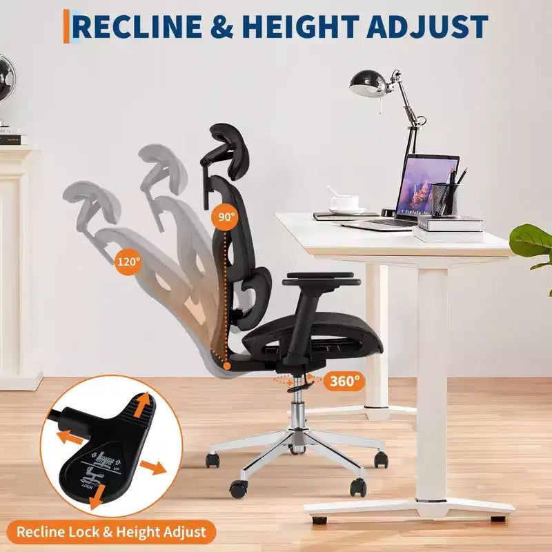 Sedia da ufficio ergonomica GustoWave con schienale in mesh traspirante, supporto lombare alto, braccioli regolabili 3D per lavoro o gaming