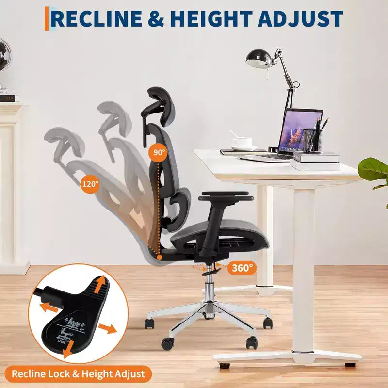 Sedia da ufficio ergonomica GustoWave con schienale in mesh traspirante, supporto lombare alto, braccioli regolabili 3D per lavoro o gaming