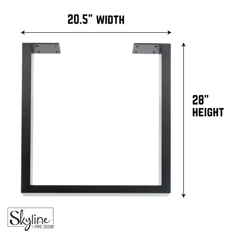 Pipe Decor Gambe per tavolo da pranzo o da scrivania quadrate in metallo nero opaco, modello Skyline, da 71 cm - Confezione da 2 pezzi