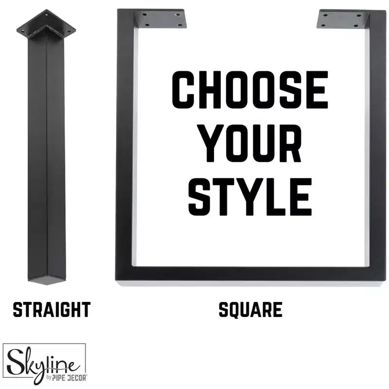 Pipe Decor Gambe per tavolo da pranzo o da scrivania quadrate in metallo nero opaco, modello Skyline, da 71 cm - Confezione da 2 pezzi