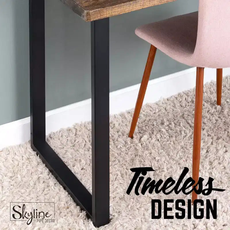 Pipe Decor Gambe per tavolo da pranzo o da scrivania quadrate in metallo nero opaco, modello Skyline, da 71 cm - Confezione da 2 pezzi
