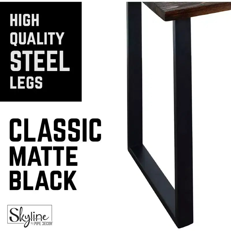 Pipe Decor Gambe per tavolo da pranzo o da scrivania quadrate in metallo nero opaco, modello Skyline, da 71 cm - Confezione da 2 pezzi