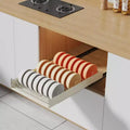 No Drilling Pull Out Cabinet Organizer, Slide Out Drawer Dish Organizer for Under Sink Kitchen Cabinets, Roll Out Shelves Secured with Adhesive Film