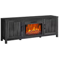 65 Fireplace TV Stand w/23 Glass Electric Fireplace for TVs Up to 80, Modern Fireplace Entertainment Center w/Open Storage Shelf for Living Room