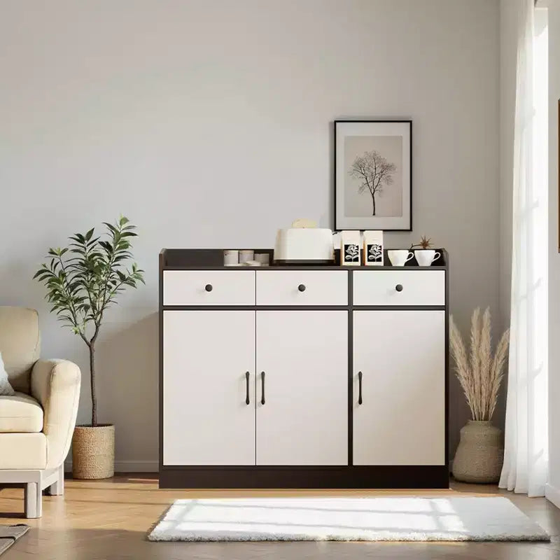 Modern Coffee Bar Buffet Table, for Living Room, Entryway Wooden Kitchen Storage Cabinet with Adjustable Shelf,