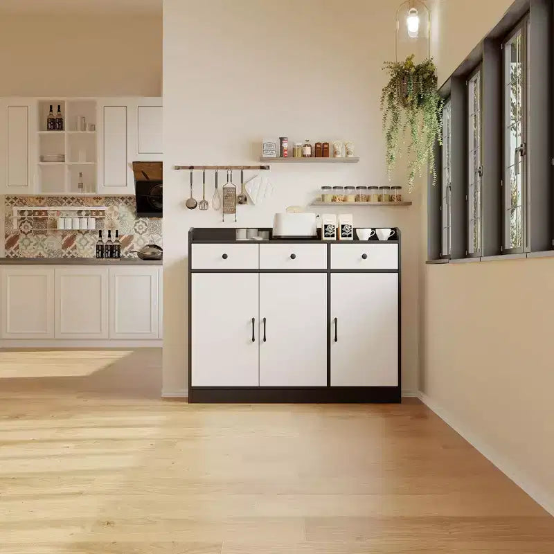 Tavolo Buffet Bar Caffè Moderno, per Soggiorno, Mobile Dispensa da Cucina in Legno con Ripiano Regolabile per Ingresso,