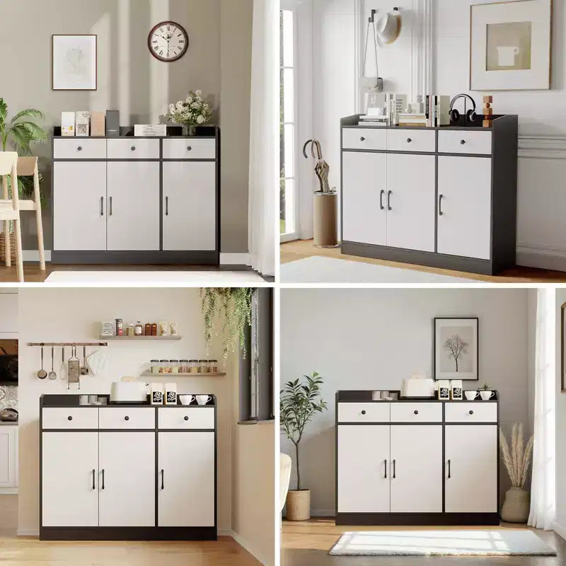Tavolo Buffet Bar Caffè Moderno, per Soggiorno, Mobile Dispensa da Cucina in Legno con Ripiano Regolabile per Ingresso,