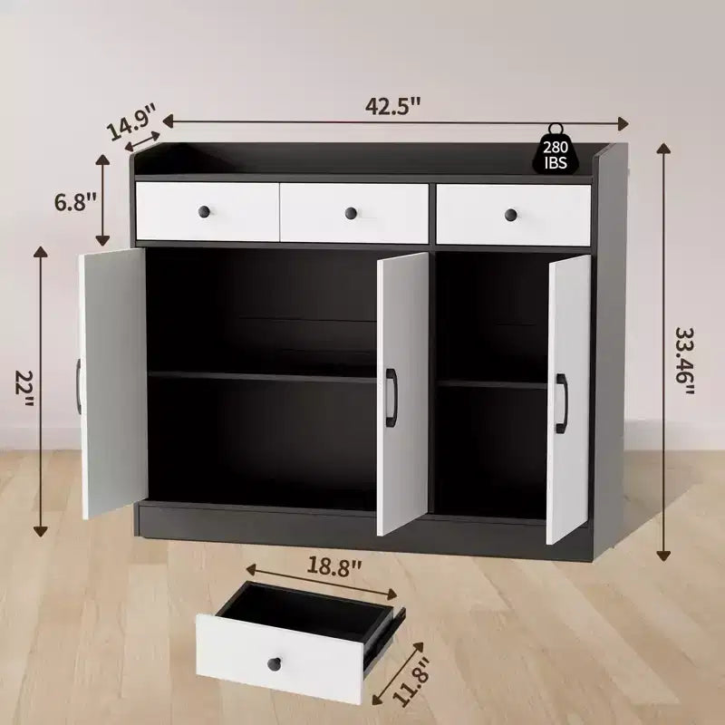 Tavolo Buffet Bar Caffè Moderno, per Soggiorno, Mobile Dispensa da Cucina in Legno con Ripiano Regolabile per Ingresso,