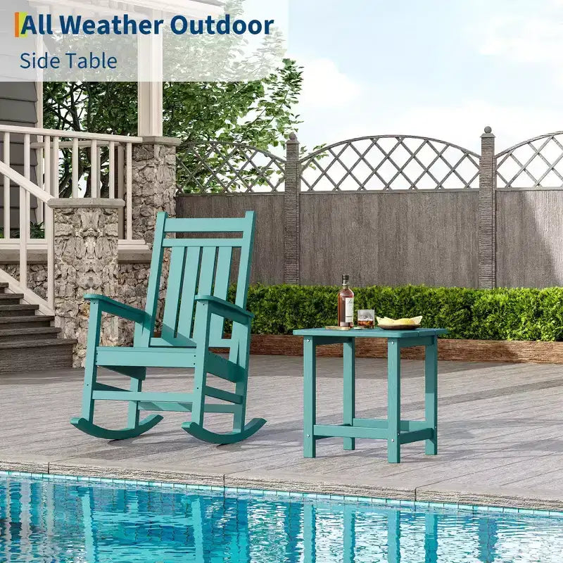 Tavolino da Esterno Quadrato in HDPE, Tavolino da Giardino Adirondack Resistente per Spiaggia/Portico, Resistente agli Agenti Atmosferici e Facile da Montare