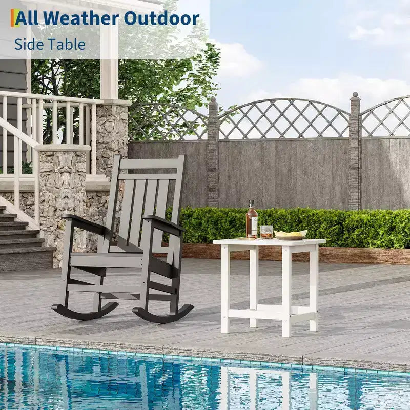 Tavolino da Esterno Quadrato in HDPE, Tavolino da Giardino Adirondack Resistente per Spiaggia/Portico, Resistente agli Agenti Atmosferici e Facile da Montare