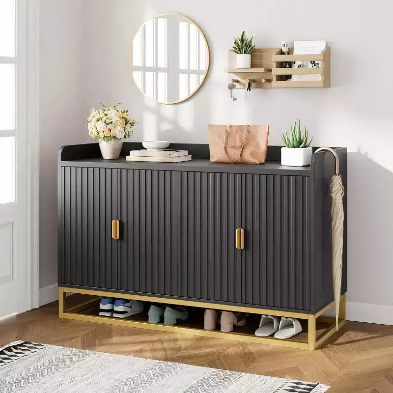 47.2 Fluted Sideboard with Storage, Modern Media Console Buffet Cabinet with Doors for Living Room, Kitchen, Entryway