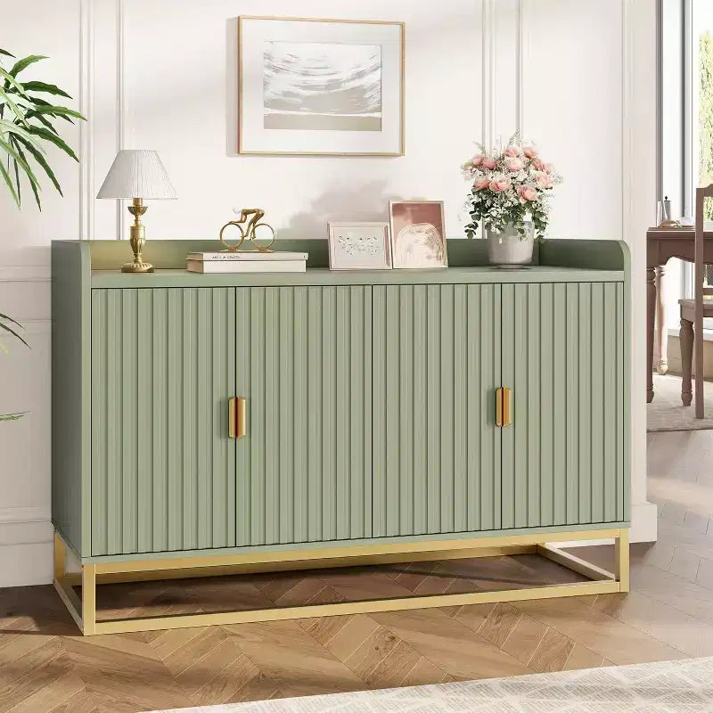 47.2 Credenza scanalata con spazio contenitivo, mobile buffet moderno per console multimediale con ante per soggiorno, cucina, ingresso