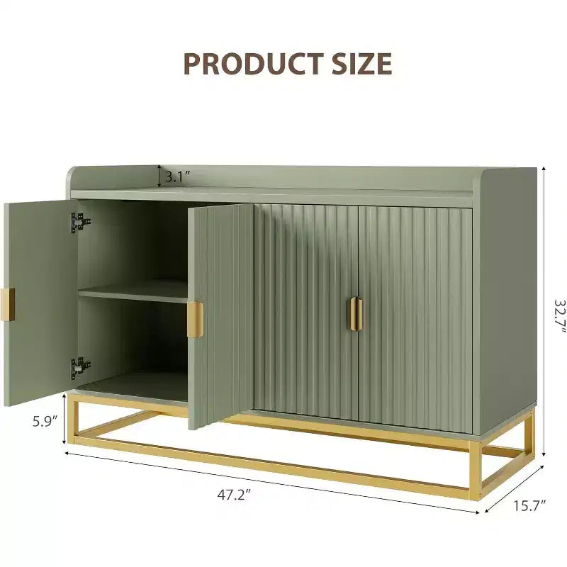 47.2 Credenza scanalata con spazio contenitivo, mobile buffet moderno per console multimediale con ante per soggiorno, cucina, ingresso