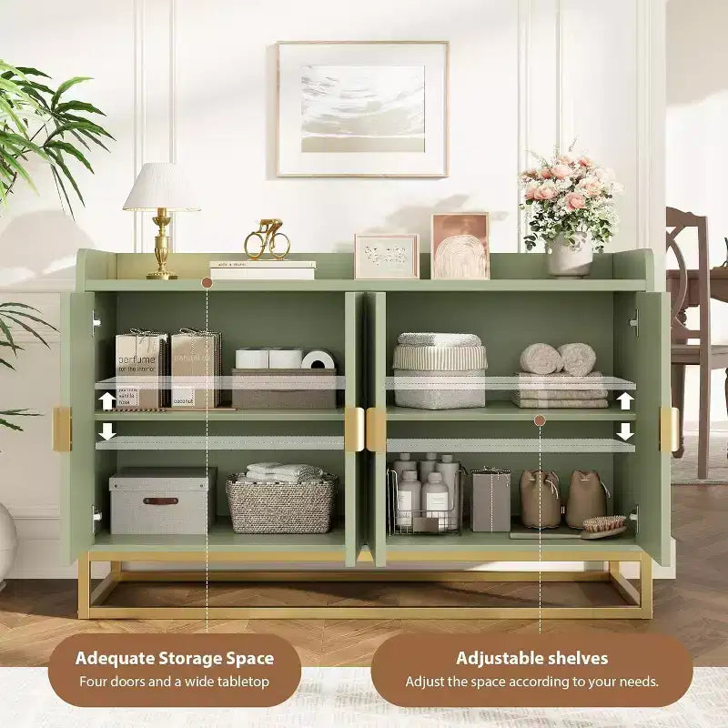 47.2 Credenza scanalata con spazio contenitivo, mobile buffet moderno per console multimediale con ante per soggiorno, cucina, ingresso