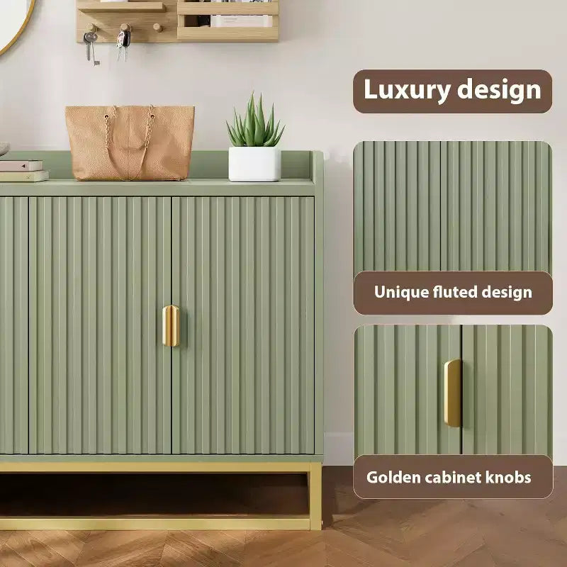 47.2 Credenza scanalata con spazio contenitivo, mobile buffet moderno per console multimediale con ante per soggiorno, cucina, ingresso