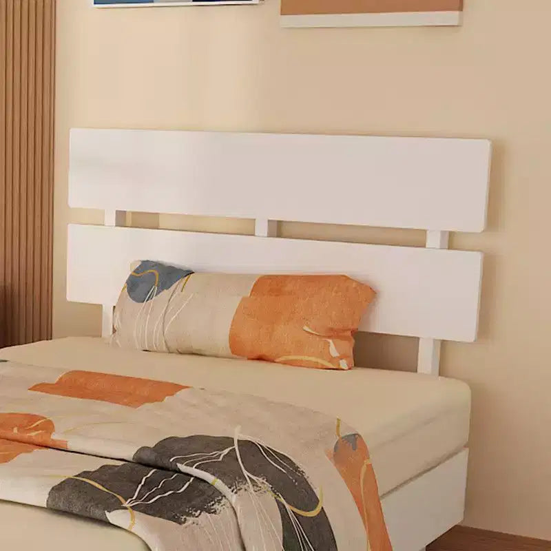 Karl Home Struttura letto in legno massello, Struttura letto singolo con testiera inclusa, Letto moderno di metà secolo, Bianco