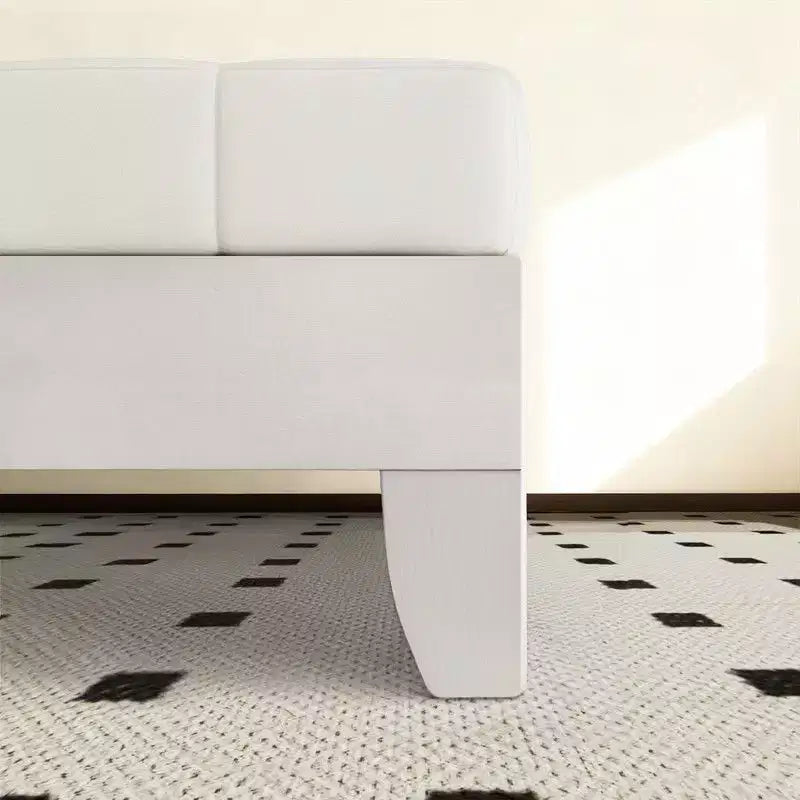 Karl Home Struttura letto in legno massello, Struttura letto singolo con testiera inclusa, Letto moderno di metà secolo, Bianco