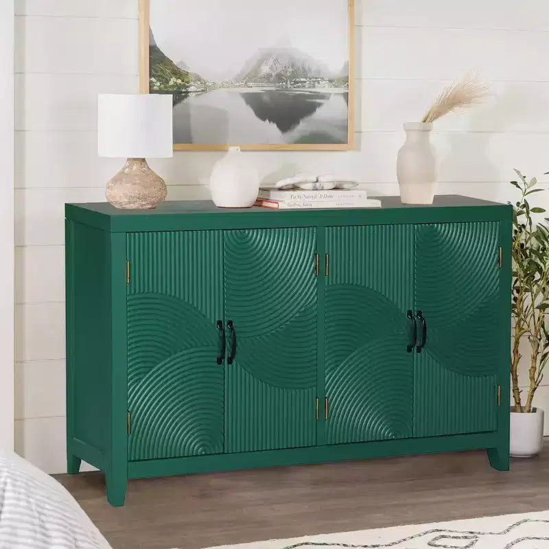 GDFStudio Rhodes Mobile Portaoggetti con 4 Ante in Legno di Abete Stile Moderno Mid-Century, 149,86 cm