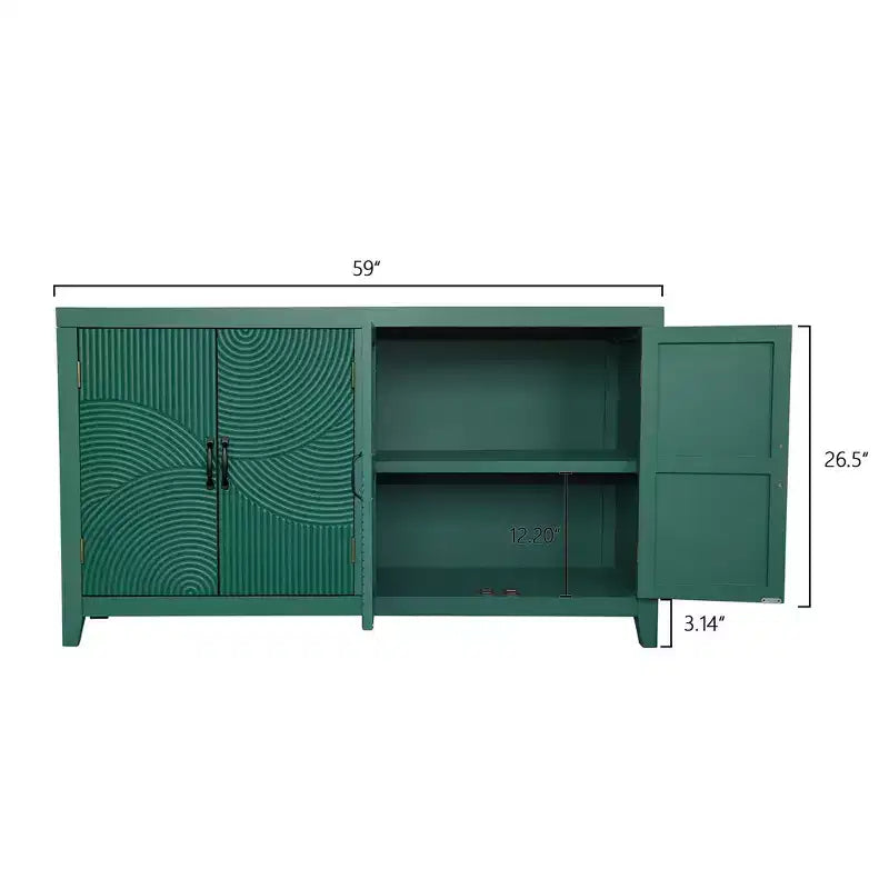 GDFStudio Rhodes Mobile Portaoggetti con 4 Ante in Legno di Abete Stile Moderno Mid-Century, 149,86 cm