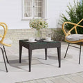 Side Table Black PE rattan, powder-coated steel, tempered glass