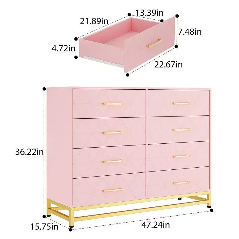 COZONY Cassettiera Alta a 8 Cassetti con Piano in Legno, Mobile Contenitore Moderno per Camera da Letto, Soggiorno, Ingresso