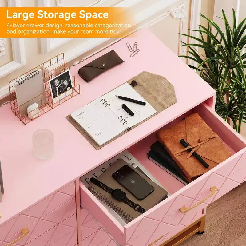 COZONY Cassettiera Alta a 8 Cassetti con Piano in Legno, Mobile Contenitore Moderno per Camera da Letto, Soggiorno, Ingresso