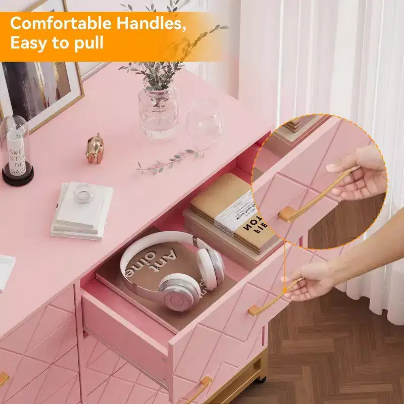 COZONY Cassettiera Alta a 8 Cassetti con Piano in Legno, Mobile Contenitore Moderno per Camera da Letto, Soggiorno, Ingresso