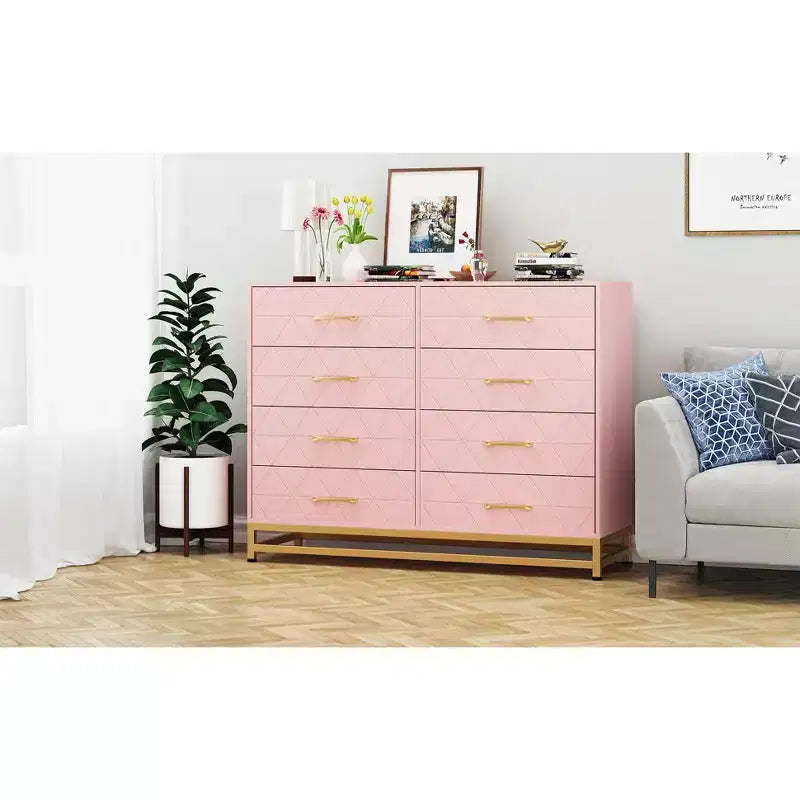 COZONY Cassettiera Alta a 8 Cassetti con Piano in Legno, Mobile Contenitore Moderno per Camera da Letto, Soggiorno, Ingresso