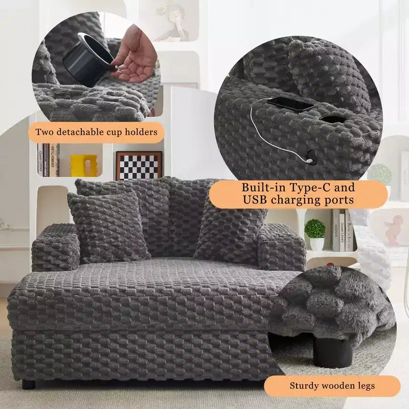 60 Divani lunghi oversize per interni, divano letto imbottito, comoda poltrona da lettura in peluche soffice, divano letto accogliente, per soggiorno, camera da letto, casa