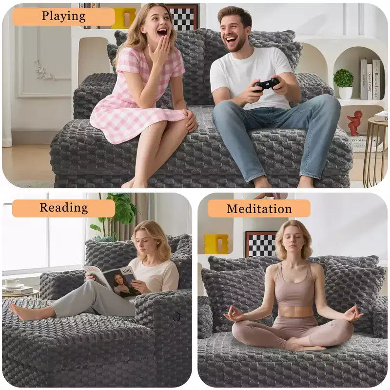 60 Divani lunghi oversize per interni, divano letto imbottito, comoda poltrona da lettura in peluche soffice, divano letto accogliente, per soggiorno, camera da letto, casa