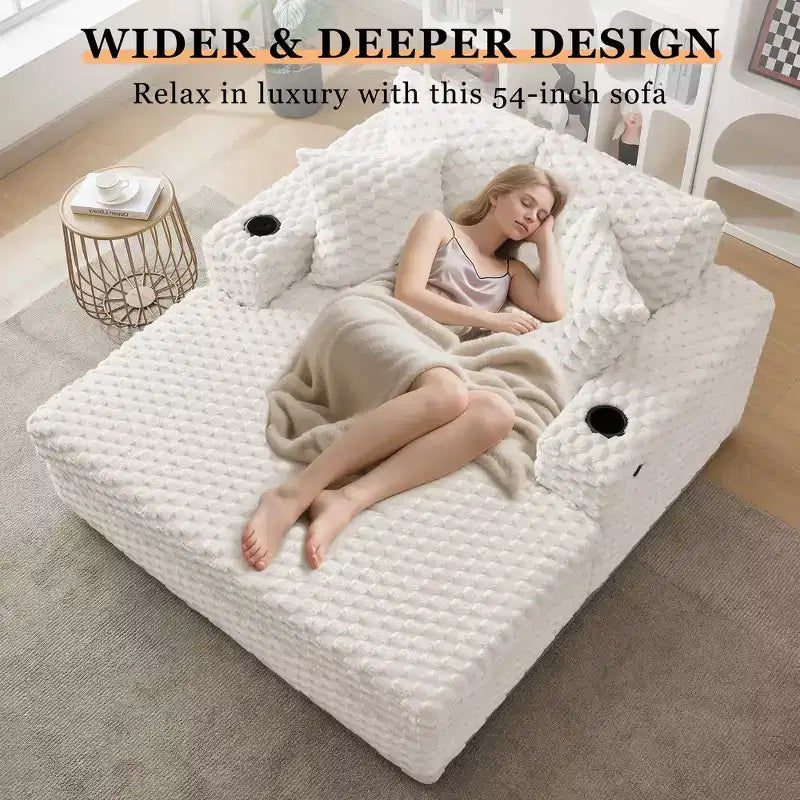 60 Divani lunghi oversize per interni, divano letto imbottito, comoda poltrona da lettura in peluche soffice, divano letto accogliente, per soggiorno, camera da letto, casa