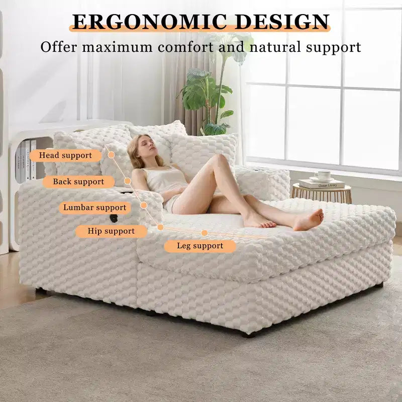 60 Divani lunghi oversize per interni, divano letto imbottito, comoda poltrona da lettura in peluche soffice, divano letto accogliente, per soggiorno, camera da letto, casa