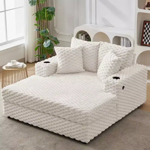 60 Oversized Chaise Lounge Indoor, Upholstered Sofa Bed, Comfy Reading Chair Fluffy Plush Cozy Couch Sofa Bed, for Living Room, Bedroom, Home