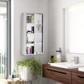 4-Tier Wall Cabinet with Lockable Glass Door & Stainless Steel Frame, Includes 2 Keys, Ideal for Home, Apartment, Bathroom