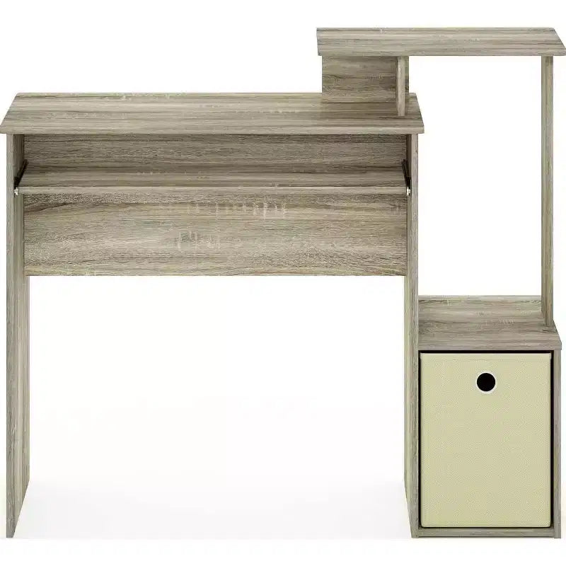 Scrivanie in vetro grigio HomeStock, altezza 76 cm, con cassetto portadocumenti