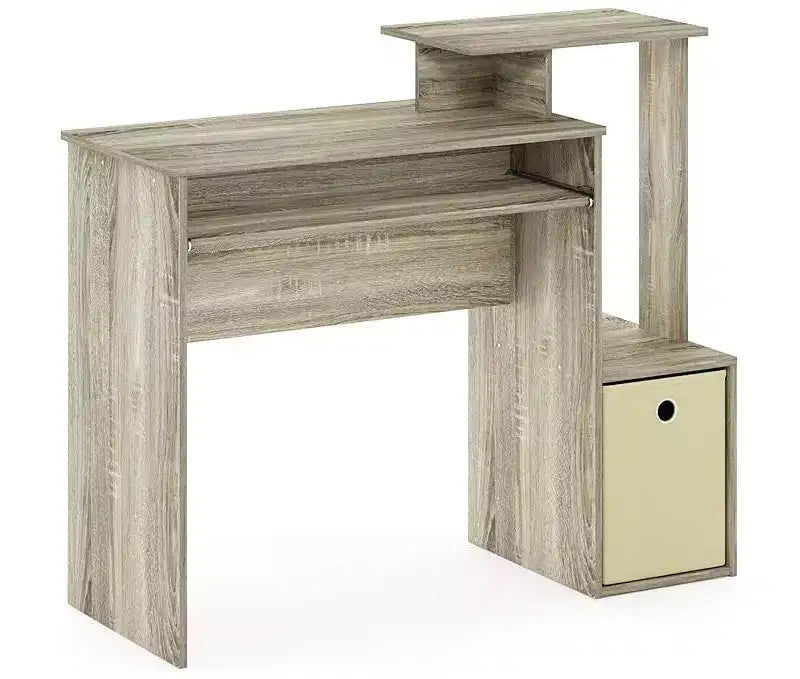Scrivanie in vetro grigio HomeStock, altezza 76 cm, con cassetto portadocumenti