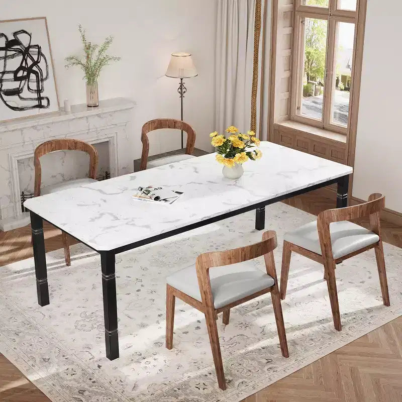 Tavolo da pranzo grande, per 6-8 persone - Tavolo da pranzo rettangolare in legno in stile rustico moderno con robuste gambe in metallo, adatto per sale da pranzo.