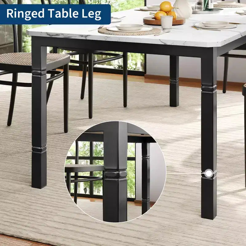 Tavolo da pranzo grande, per 6-8 persone - Tavolo da pranzo rettangolare in legno in stile rustico moderno con robuste gambe in metallo, adatto per sale da pranzo.