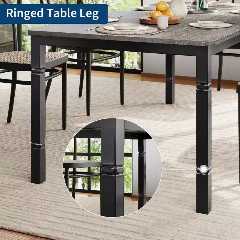 Tavolo da pranzo grande, per 6-8 persone - Tavolo da pranzo rettangolare in legno in stile rustico moderno con robuste gambe in metallo, adatto per sale da pranzo.