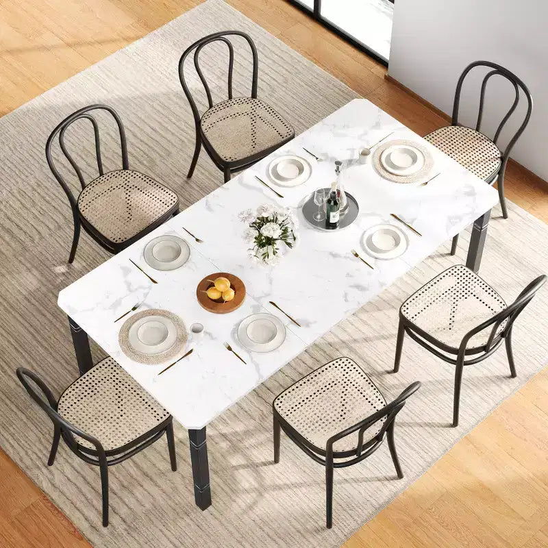 Tavolo da pranzo grande, per 6-8 persone - Tavolo da pranzo rettangolare in legno in stile rustico moderno con robuste gambe in metallo, adatto per sale da pranzo.