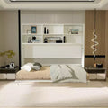 Twin Size Horizontal Wall Bed with 2-Layer Storage Rack and Hidden Gas Struts - Space Saving Furniture for Kids