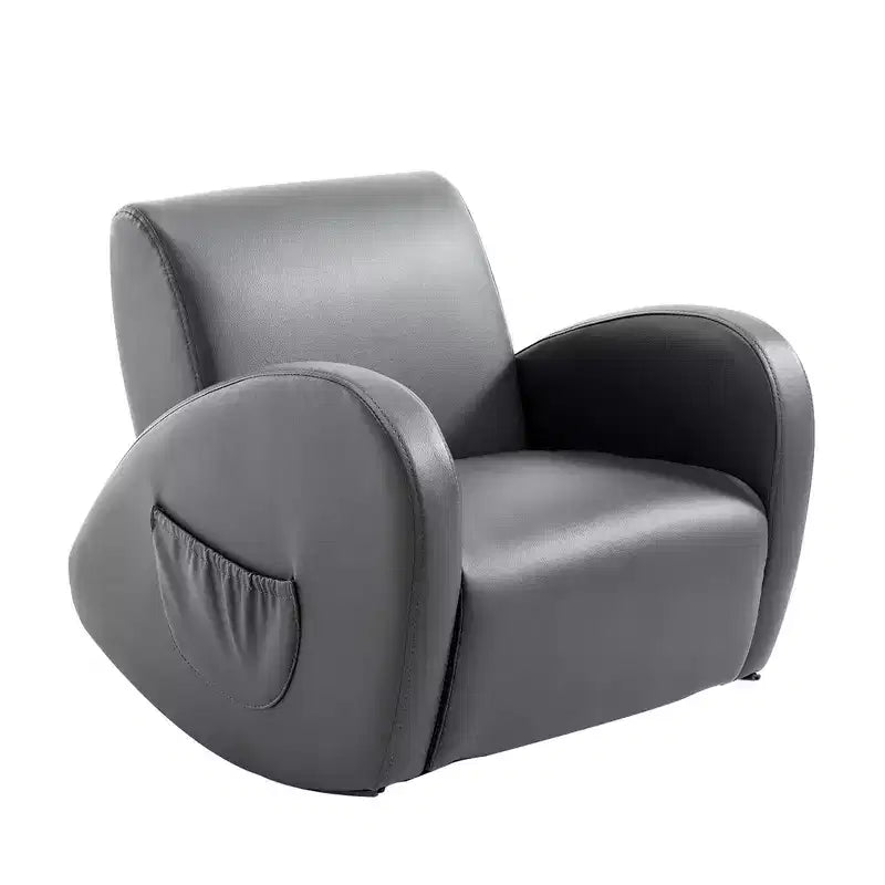 Whisen Kids Sofa Sedia a Dondolo con Tasca Laterale, Poltroncina per Bambini in Pelle PU, Regalo per Bambini - Grigio