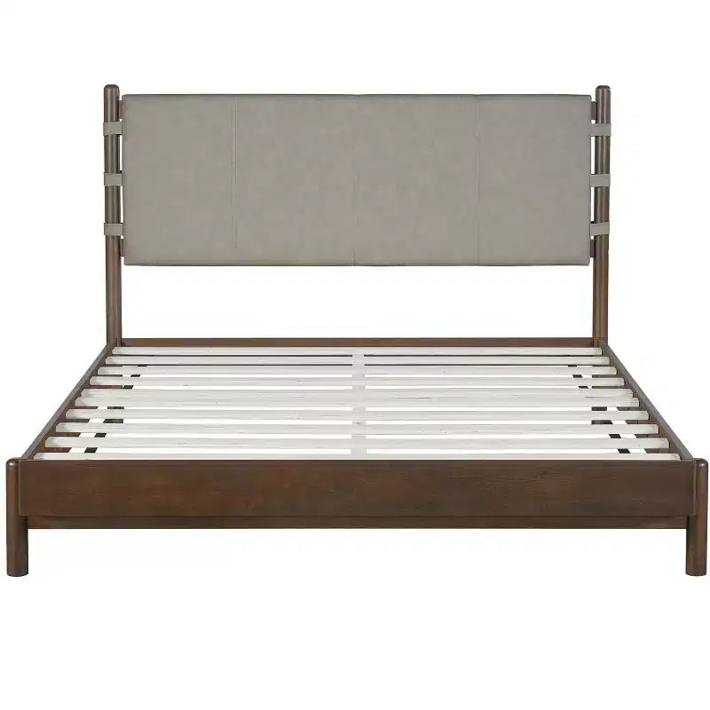 Struttura letto matrimoniale Queen/King, piattaforma in legno con testiera - ModernLuxe