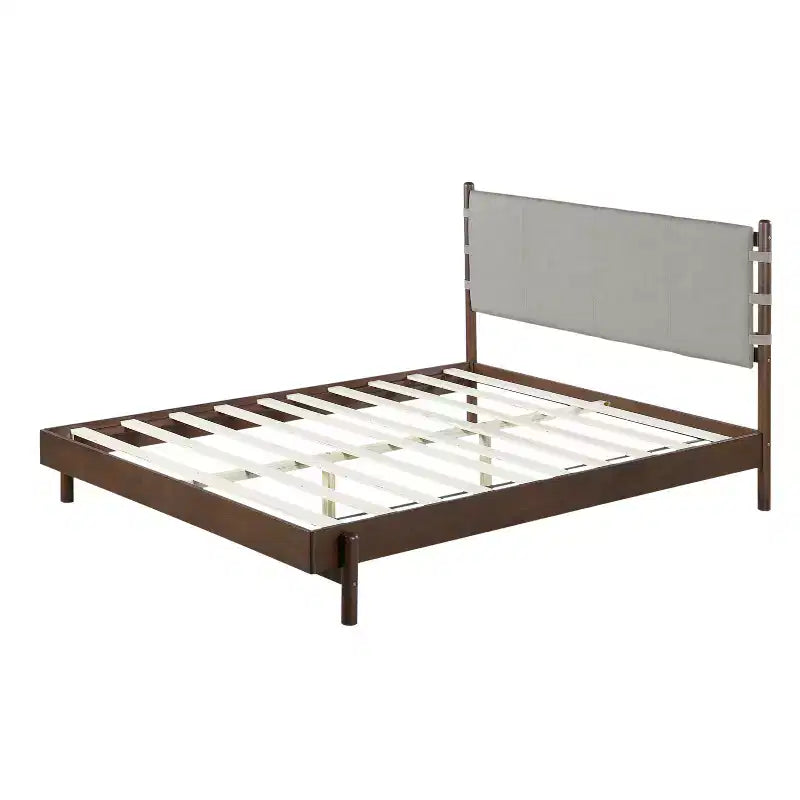 Struttura letto matrimoniale Queen/King, piattaforma in legno con testiera - ModernLuxe