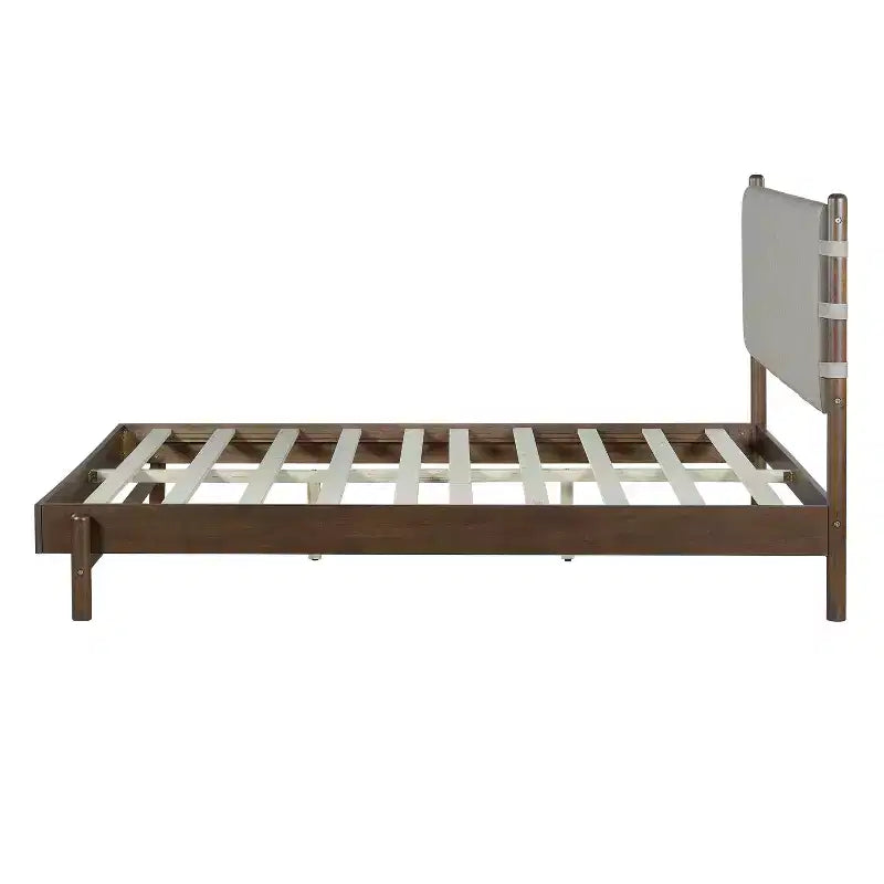 Struttura letto matrimoniale Queen/King, piattaforma in legno con testiera - ModernLuxe