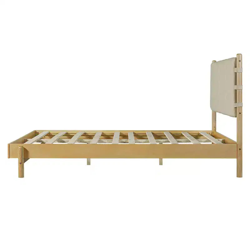 Struttura letto matrimoniale Queen/King, piattaforma in legno con testiera - ModernLuxe