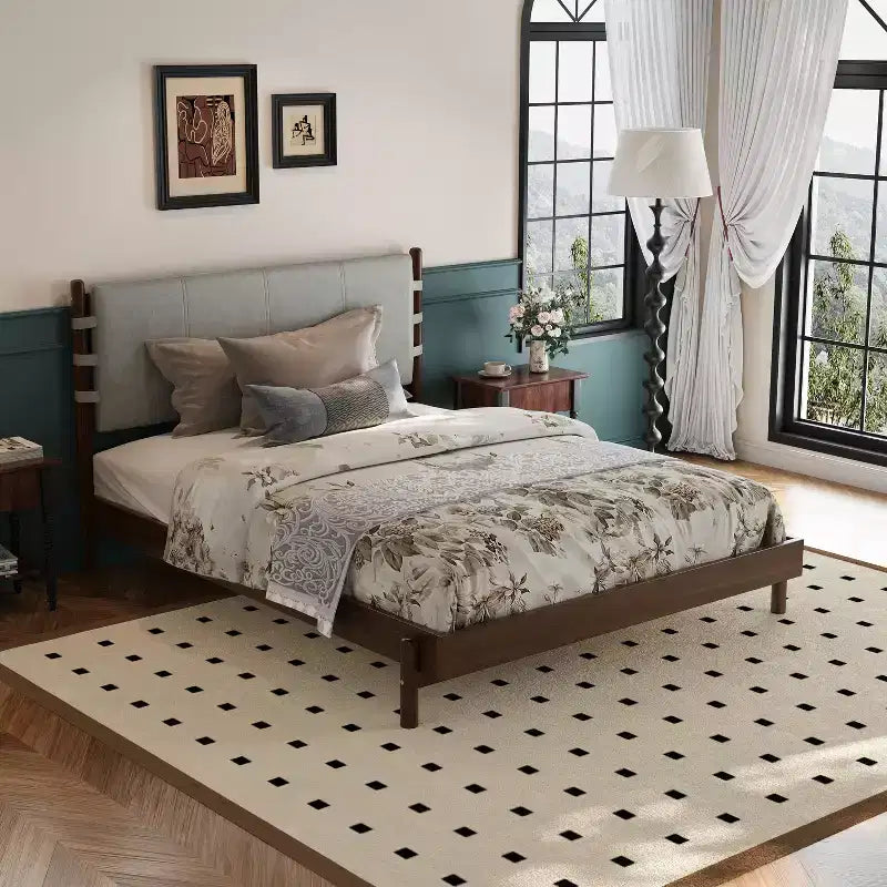 Struttura letto matrimoniale Queen/King, piattaforma in legno con testiera - ModernLuxe