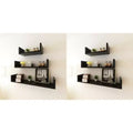 Wall Rack Set of 6 Black MDF Small, Medium, Large Wall mounting